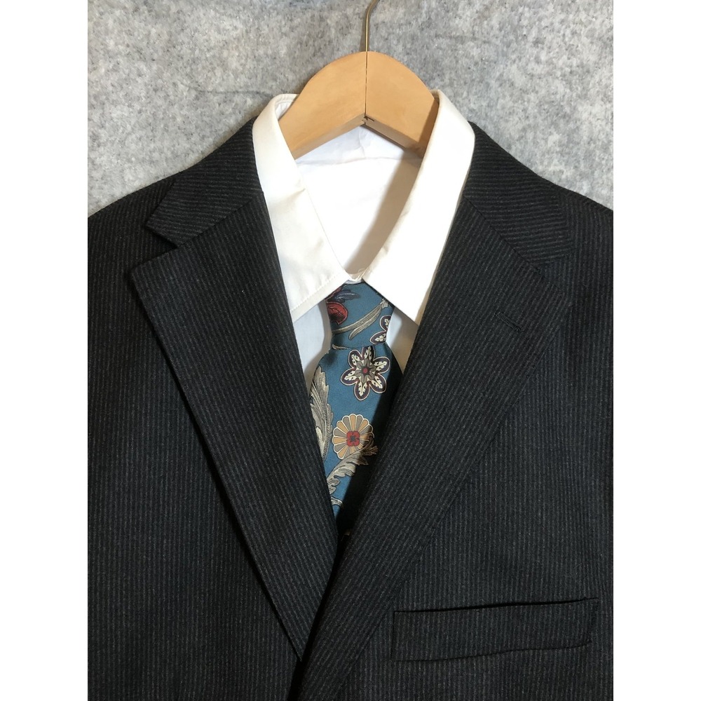 Arnold Brant Blazer Mens 44R Pinstripe‎ Wool Linen Italy Two Button Suit Jacket